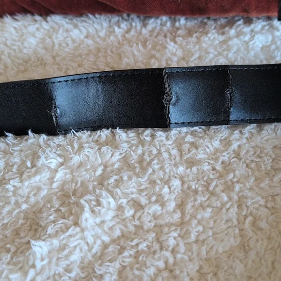 Salvatore Ferragamo Black Leather Belt with Gold Double Gancini Buckle